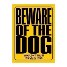 Beware of the Dog Metal Sign - Easy-to-Hang Wall Decor - Fun Tin Signs for...