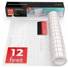 Ultra Clear Transfer Tape Paper with Grid  Squeegee, 12 Inch Wide x 12 Foot ...