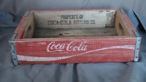 Vintage Wooden Coca Cola Coke Soda Pop Bottle Crate Carrier Case Red