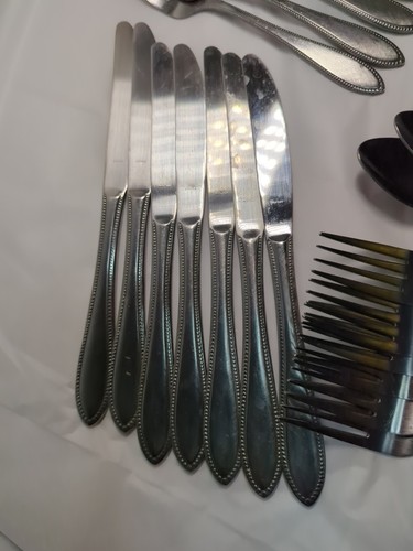 Interpur INR5 Edelstahl Besteck brüniert Perlenbesatz 28 Teile 5 komplette Sets - Bild 6 von 12