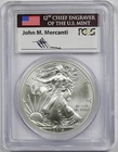 2015 Silver Eagle $1 PCGS First Strike MS 70 Hand Signed Mercanti