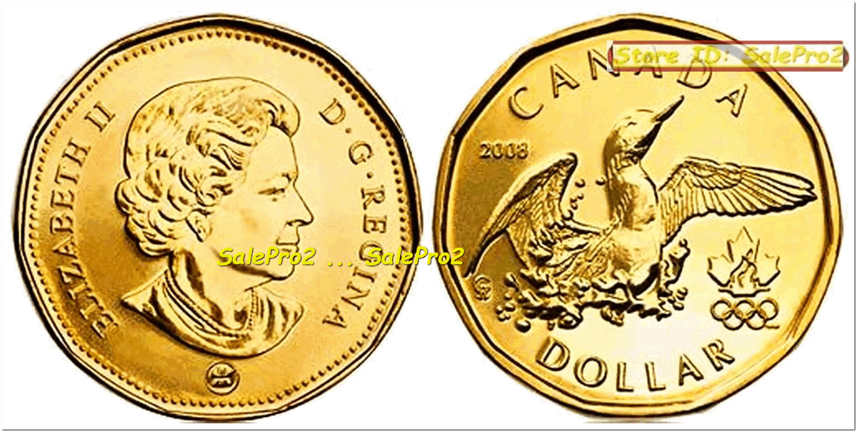 CANADA 2008 CANADIAN OLYMPIC LOONIE QUEEN FLYING GOOSE RARE $1