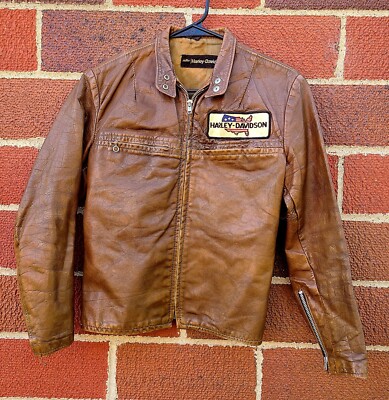 Vintage Harley Davidson AMF Leather Jacket Size 36 Brown HD
