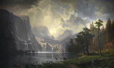 Deer Among the Sierra Nevada Mountains California By Bierstadt Art Repro FREE SH
