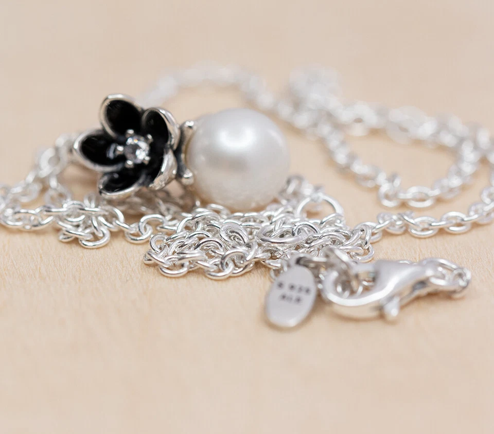 Auténtico Collar Colgante Pandora Místico Floral Perla 390363P-45 W Caja con Bisagras Foto 3 de 4