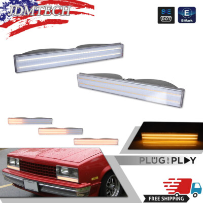 Clear Dynamic LED Signal DRL Light Lamp Set For 82-87 El Camino Malibu Caballero