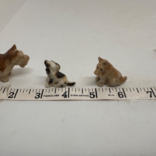 Vintage Japan Miniatur Keramik Hund Figuren Set 6 braun & weiß 1"-2" - Bild 9 von 9