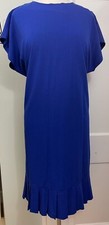 VTG 90s Michael Blake Women's Blue Pleated Preppy Short Sleeve Dress Size Lrg