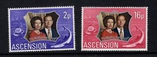 Ascension 1972 Short Finned Mako Shark Land Crab Royal Wedding SG 164-165  MNH
