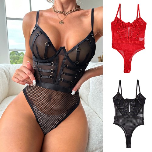 Body Nounours Pour Femme - Lingerie Glamour Sans Entrejambe, Pyjama Sexy En Nylon