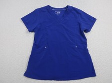 Beyond Women's Scrub Top Shirt Blue Size Medium Spandex Medical Stretch