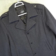 London Fog Towne Peacoat Mens XL Gray Wool Quilted Insulated Quiet Luxury Preppy