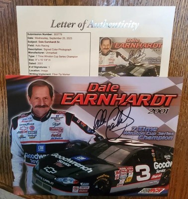 VERY RARE Autographed Dale Earnhardt Sr 2001 HERO Card Nascar #3