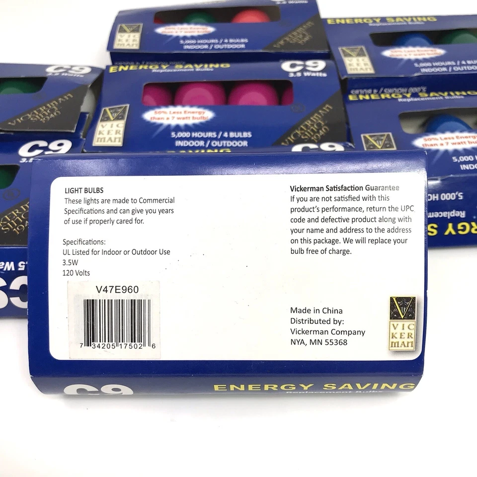 Vickerman C9 MULTICOLOR 3.5 Watt Bulb Replacement V47E960 Energy Saving LOT NEW - Image 4 of 4