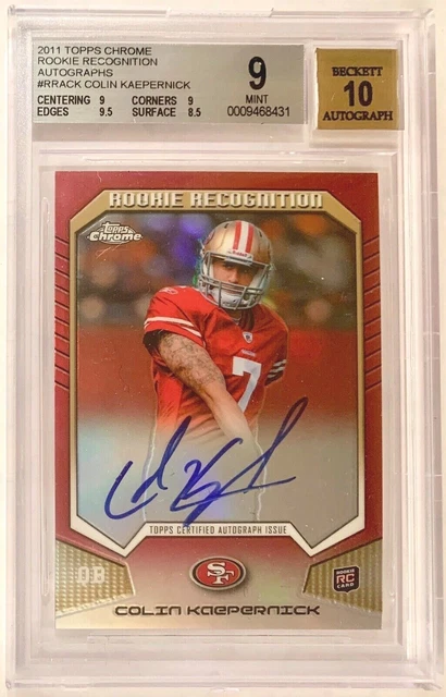 2011 Topps Chrome Rookie Recognition Colin Kaepernick Auto RC BGS 9 mit 10 Autogramm