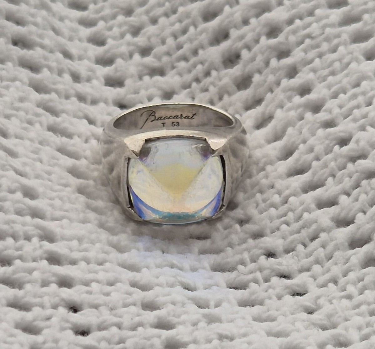 Baccarat Medicis 925 Sterling Silver Large Dome Crystal Ring UK