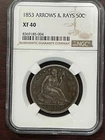 1853 Seated Liberty Half Dollar 50C NGC XF40 - Arrows and Rays