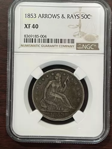 1853 Seated Liberty Half Dollar 50C NGC XF40 - Arrows and Rays