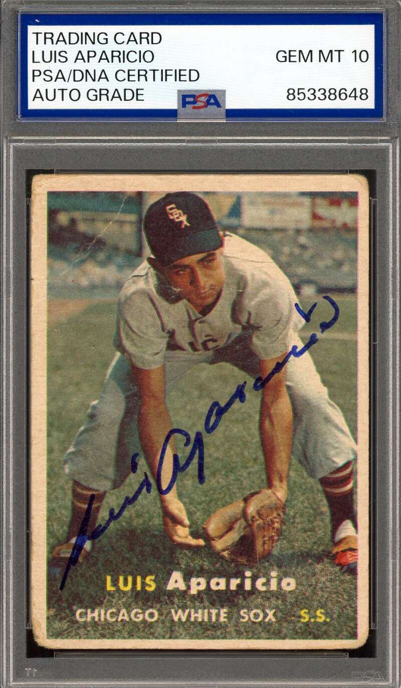 Luis Aparicio Gem Mint 10 PSA DNA Signed 1957 Topps Autograph