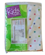 The Kids Room Rainbow Dot Ribbon Tab Top Valance, 40" x 15", New, Open Package