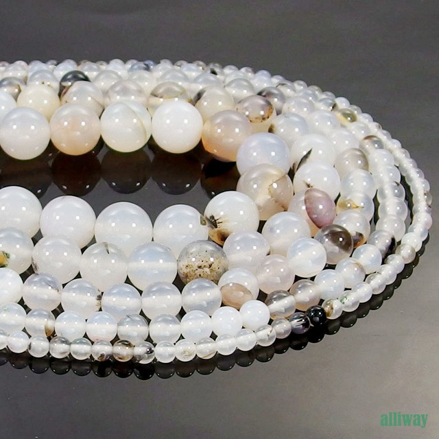 Natural Black Flower Agate Gemstone Round Beads 15.5'' 4mm 6mm 8mm 10mm
