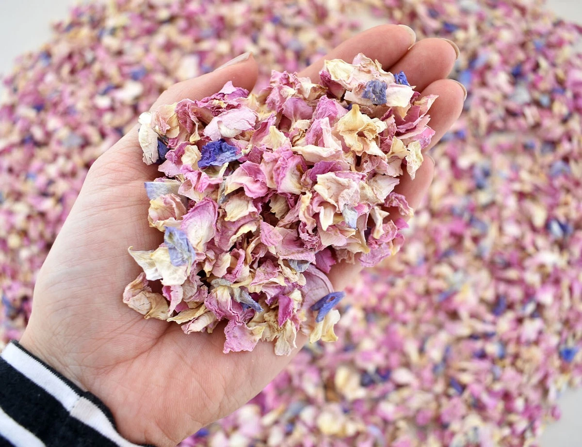 Natural Dried Natural Flower Real Petal Biodegradable Wedding Confetti 1L  Pink