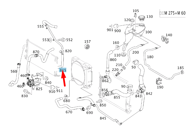 MERCEDES-BENZ S W221 AMG Zusatzkühler Kühlmittelschlauch A2215012584