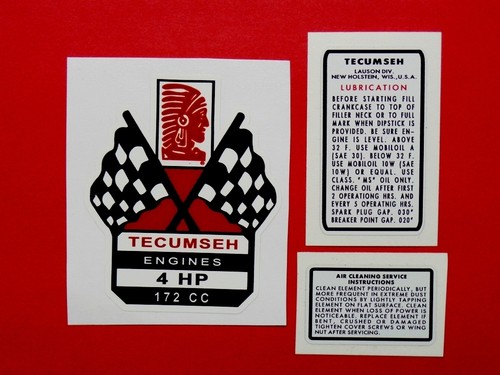 Tecumseh 4 hp Decal ezee-start flag H40 mini bike go kart mower tiller