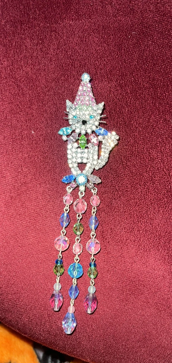 BUTLER AND WILSON VINTAGE CAT BROOCH RARE SPARKLE CRYSTAL LARGE NEW QVC REDUCED