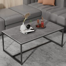Marble Top Coffee Table Modern Open Design Rectangular Minimalist Center Tables
