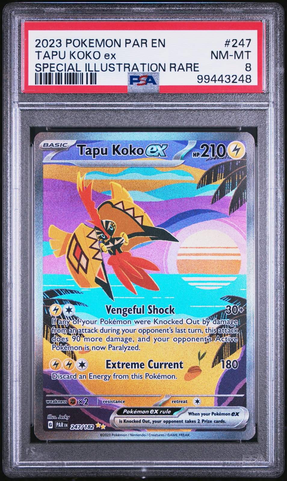 2023 POKEMON PAR EN-PARADOX RIFT SPECIAL ILLUSTRATION RARE TAPU KOKO EX PSA 8