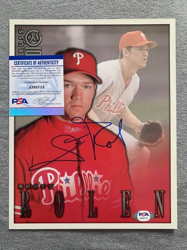 PHILLIES- SCOTT ROLEN 1998 DONRUSS STUDIO 8x10 JUMBO CARD PSA/DNA AI45713 - Picture 2 of 3