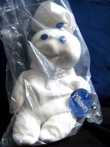 Pillsbury Doughboy 8" Beanie Bean Bag White Plush Doll Dough Boy w/Sound -SEALED - Picture 2 of 2