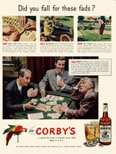 1950 Corbys Whiskey: Did You Fall ForThese Fads Vintage Print Ad