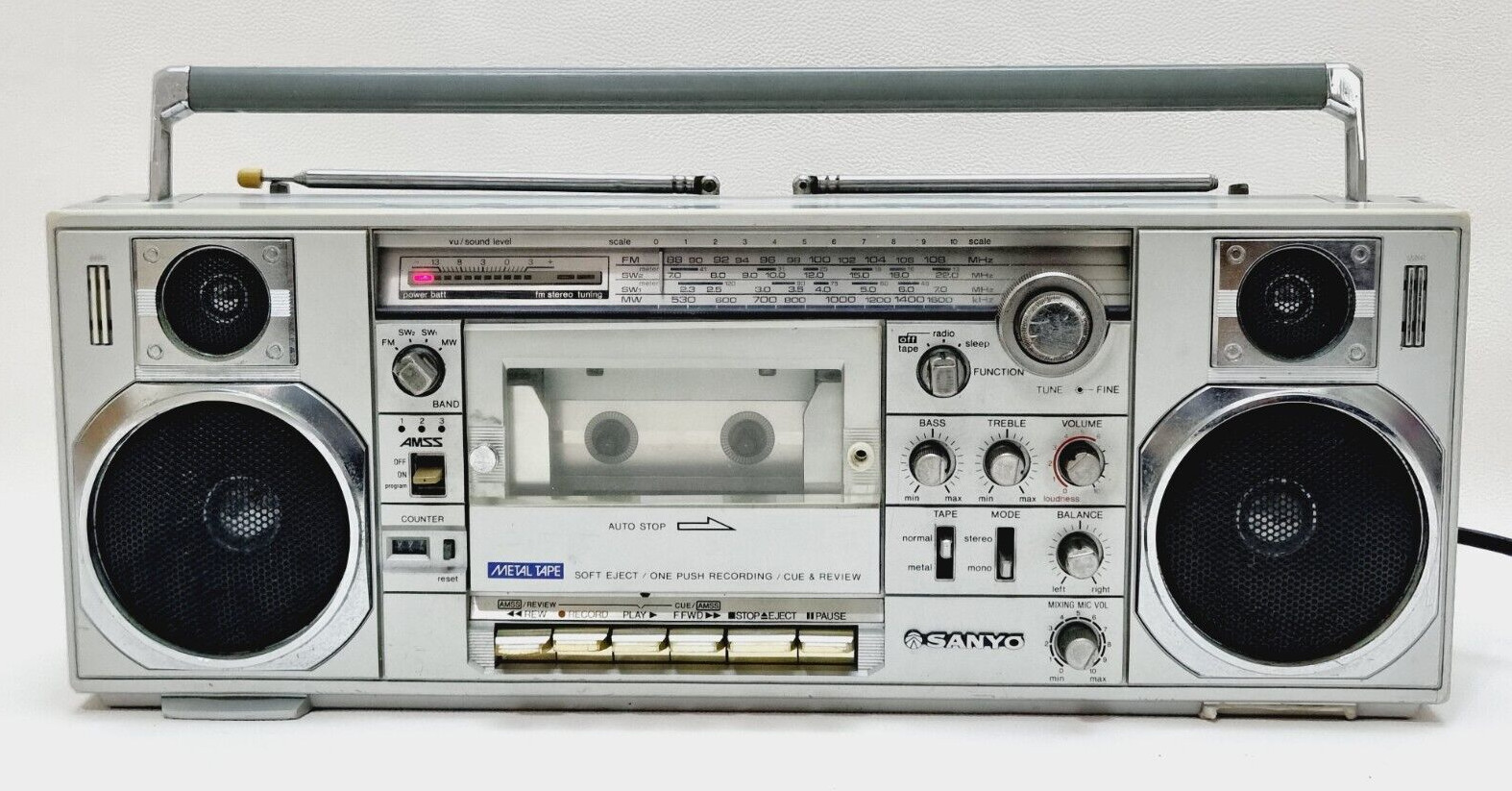 Vintage Sanyo Boombox M-7900K Cassette Player 🌈 Super Rare 🌈 For Parts Only
