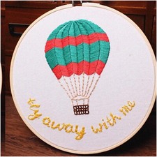 Hot Air Balloon Cross Stitch Kit - Beginner's Embroidery Set for Adults  Studen