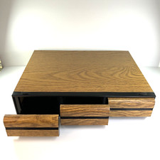 Cassette Tape Storage Case Holder 3 Drawer 48 Cassette Tapes Faux Wood Grain VTG