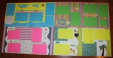 Summer scrapbook pages: Set of 8 handmade 12 x 12 assembled Beach, June, July