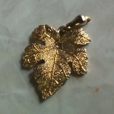 Gold Tone Leaf Charm Pendant, Metal Nature Th...