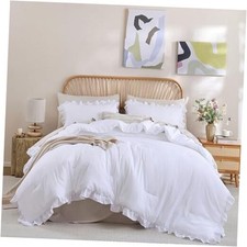 Size Comforter Set Ruffled Comforter Set Soft Vintage Farmhouse Bed King White