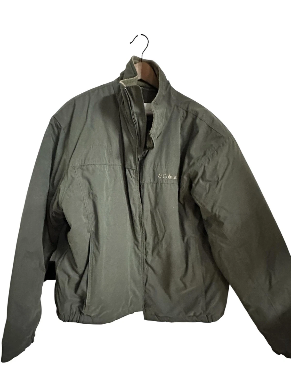 Columbia Jacket Mens XL Green Fleece Lined Insulated Zip Outdoor Casual