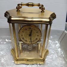 Vintage Hermle Quartz Anniversary Mantel Clock Torsion Brass Pendulum WORKING