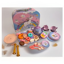 Magical Unicorn Girls Tea Set In Case 35 Pieces Treats Plates
