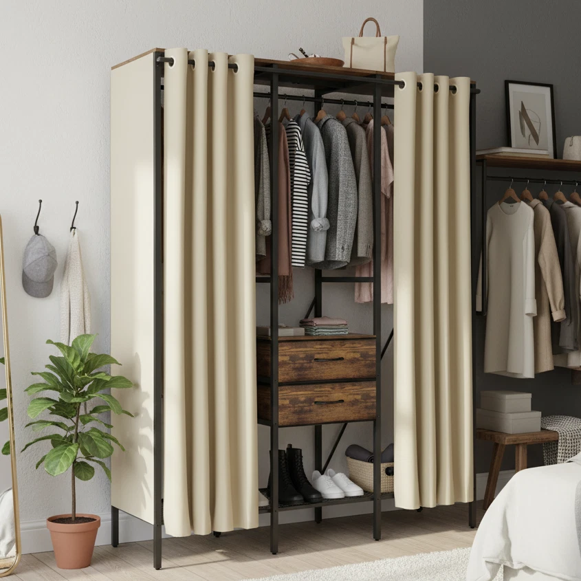 Kleiderschrank Kleiderstangen Kleiderständer Garderobenständer Metall Schrank DE