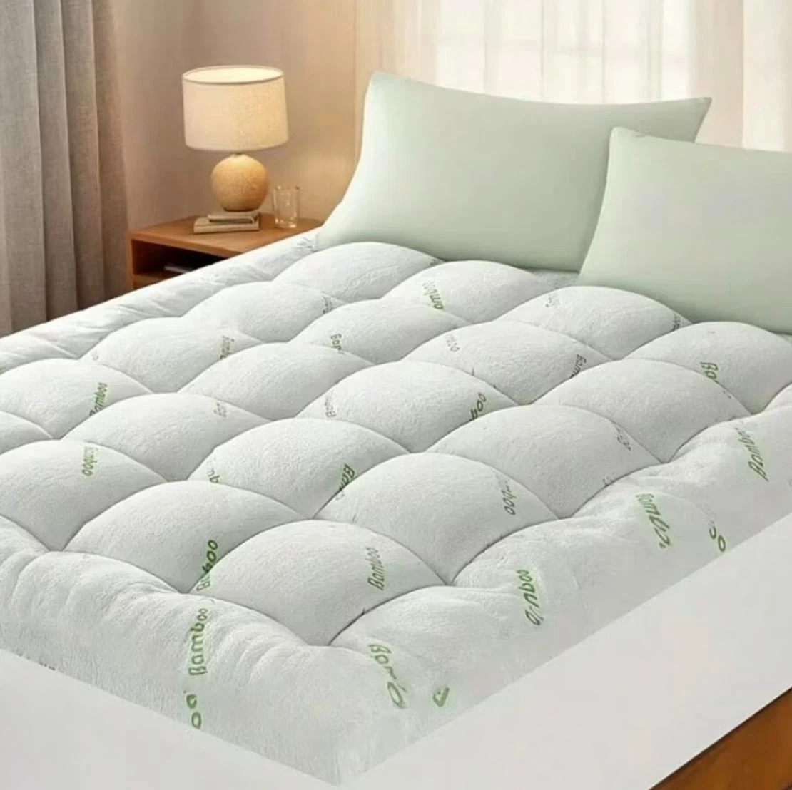 4" BAMBOO TOPPER COOLING BREATHABLE HYPOALLERGENIC QUILTED BED TOPPER UK SIZE