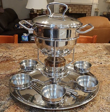 FONDUE SET. SEE FULL SELLER DESCRIPTION.  SCROLL DOWN TO BOTTOM.