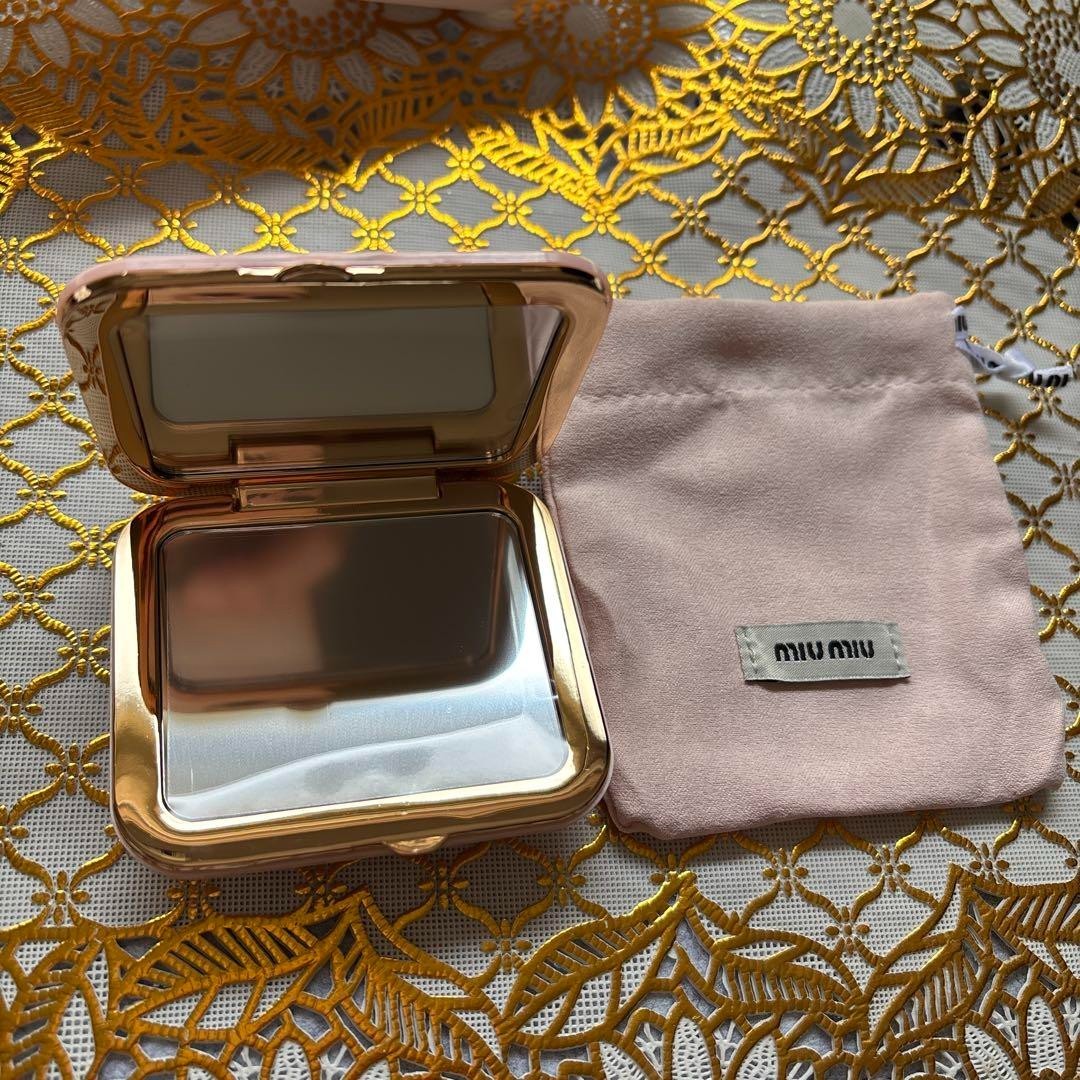MIUMIU Compact Mirror Pink Novelty Box with Drawstring Bag | eBay