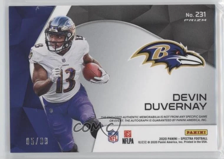 2020 Panini Spectra /99 Devin Duvernay #231 RPA Rookie Patch Auto RC - Image 2 of 2