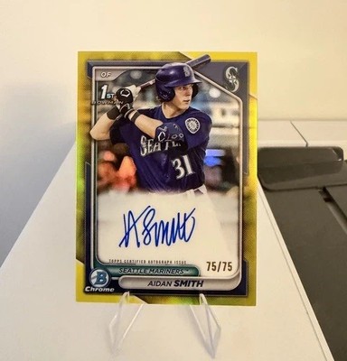 2024 Bowman Chrome 1st Auto Aidan Smith Yellow Refractor 75/75  Mets Last One!