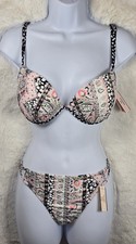 Victoria s Secret Gorgeous Bikini Set 36C L NWT Push Up Racerback Halter Cheeky